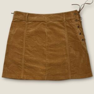 Forever 21 Brown Lace-Up Mini Skirt Faux Suede Size Medium